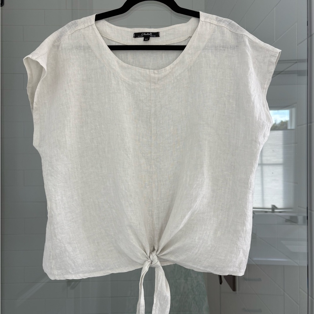 CHARLIE B Cream Tie-Front Blouse